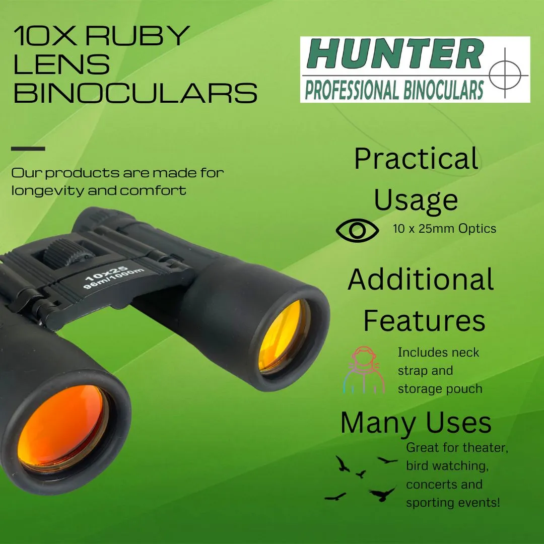 10x Small Black Binoculars - 25mm Ruby Lenses (Pack of: 1) - MG230R