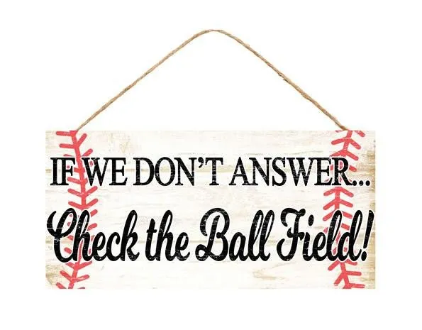 12.5" Check the Ball Field Baseball Sign