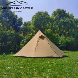 3-4 Person Ultralight Pyramidal Big Camping Tent with Chimney Hole Awnings