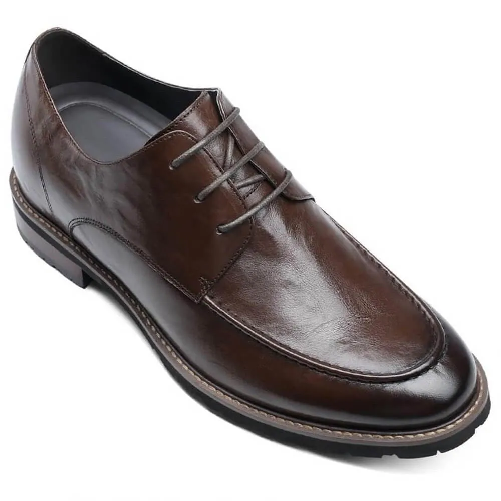 7 CM / 2.76 Inches CMR CHAMARIPA Height Increasing Shoes -  Coffee Derby Dress Shoes