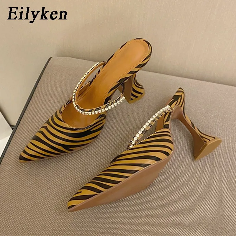 Amozae- 2024 New Zebra Women Pumps Fashion Crystal Slingback High heels Party Strange Style Wedding Bride Shoes Size 35-41