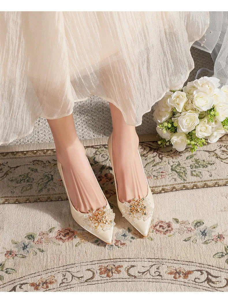 Amozae-  Wedding Shoes  High Heels Women Stripper Heels 2024 Spring New Pointed Toe Bridal Shoes High Heels Zapatos Para Mujer