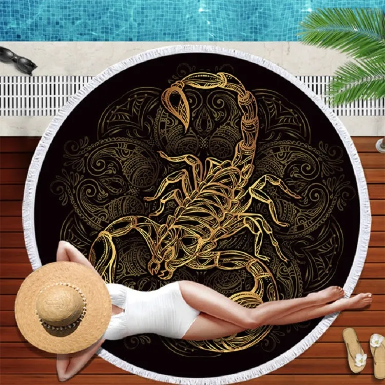 Animal Pattern Round Superfine Fiber Beach Towel with Tassel, Size:150 x 150cm(Scorpion)