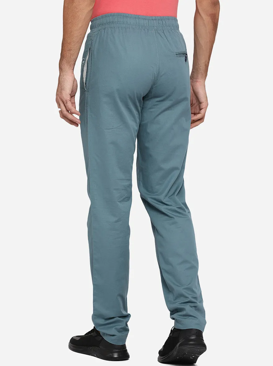 Aquamarine Blue Solid Regular Fit Track Pants | JadeBlue