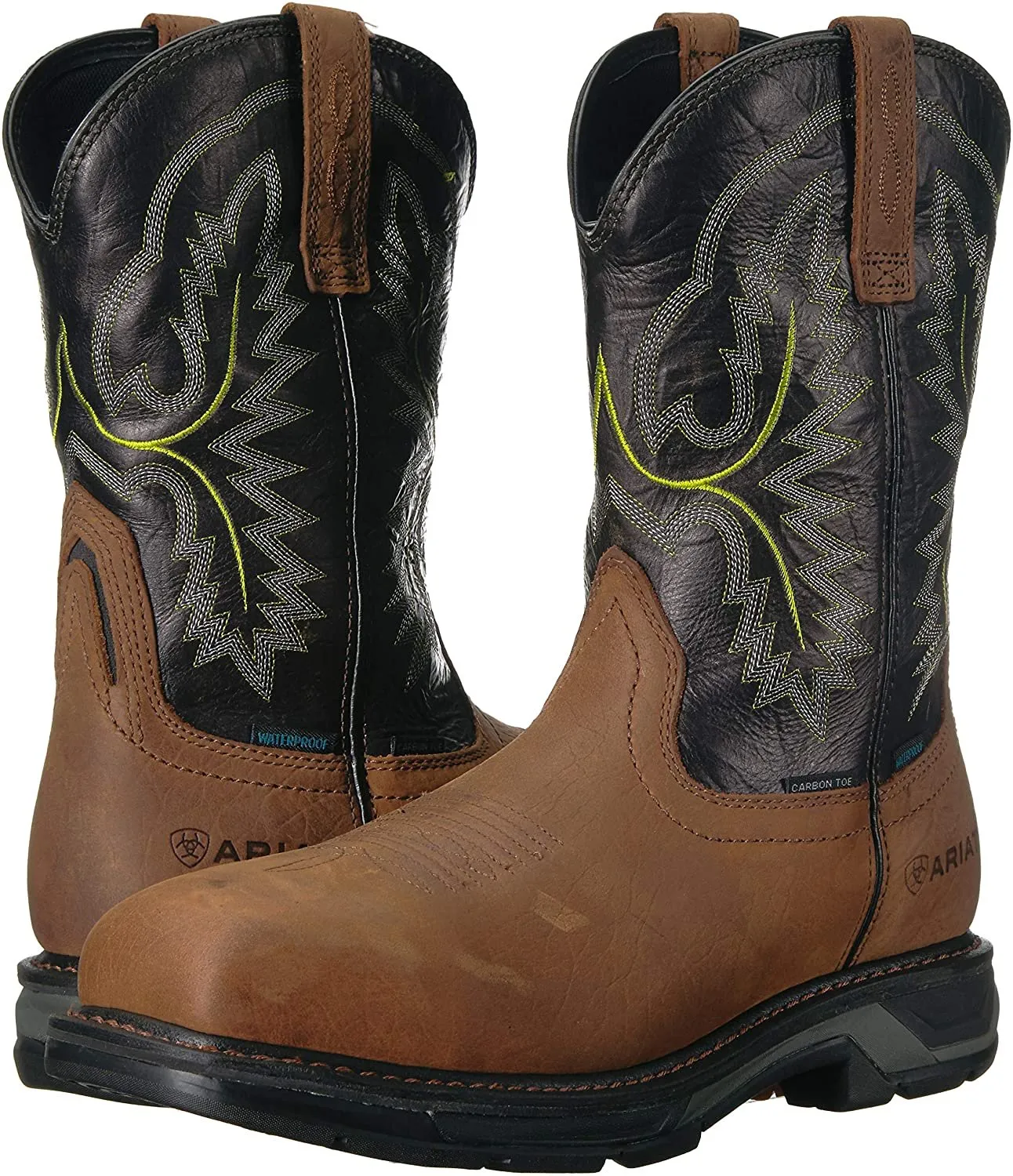 Ariat Men's WorkHog XT Waterproof Carbon Toe Work Boot, Tumbled Bark/Dark Forest