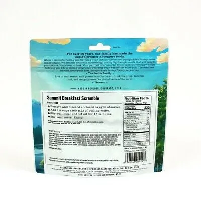 Backpacker's Pantry Summit Breakfast Scramble 1-Serving Freeze Dried Camp Food