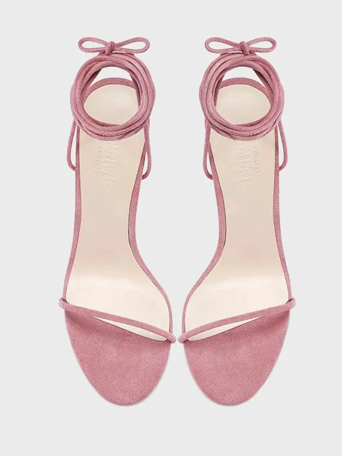 Barely There Lace Up Heel - Baby Pink