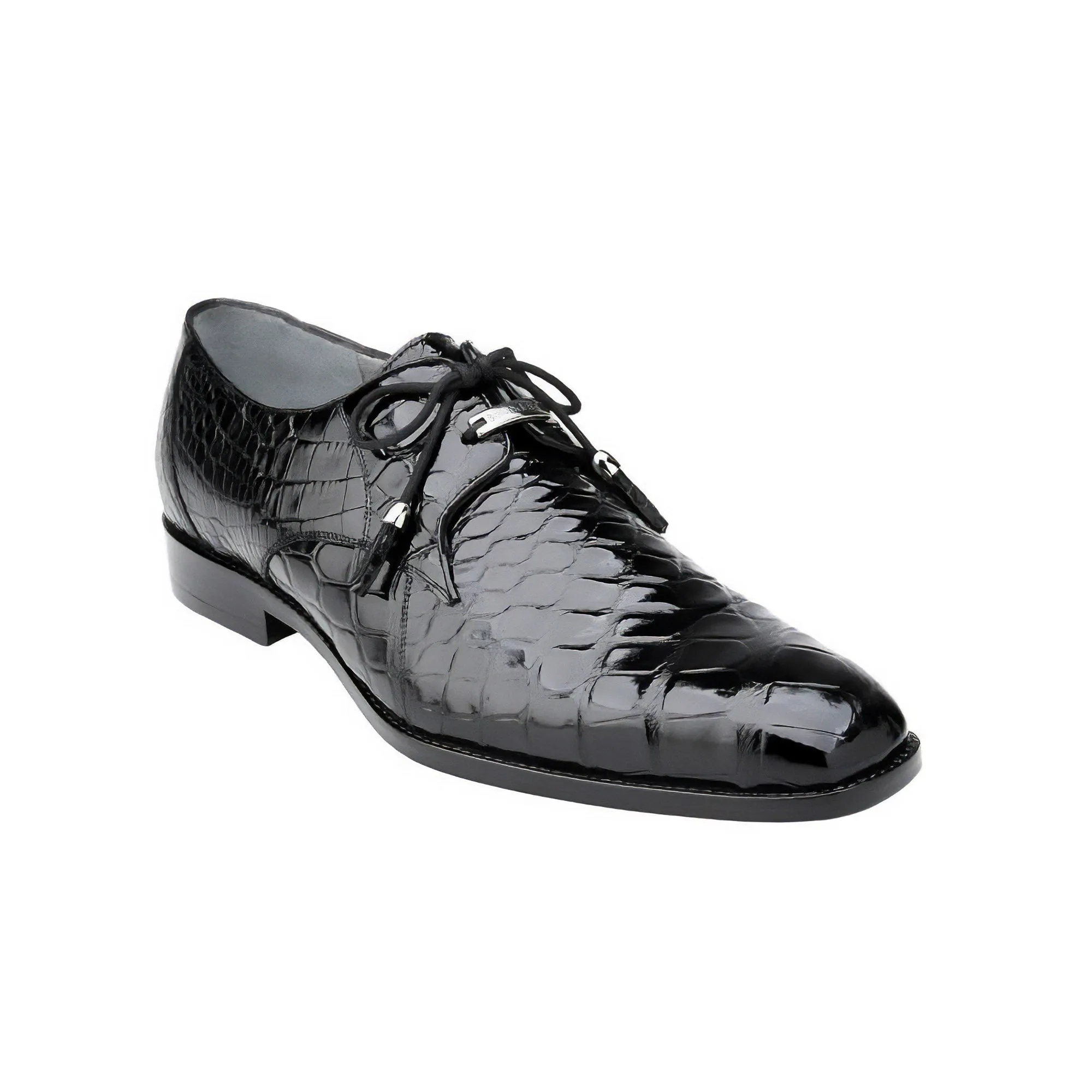 Belvedere Lago in Black Genuine Alligator Oxfords