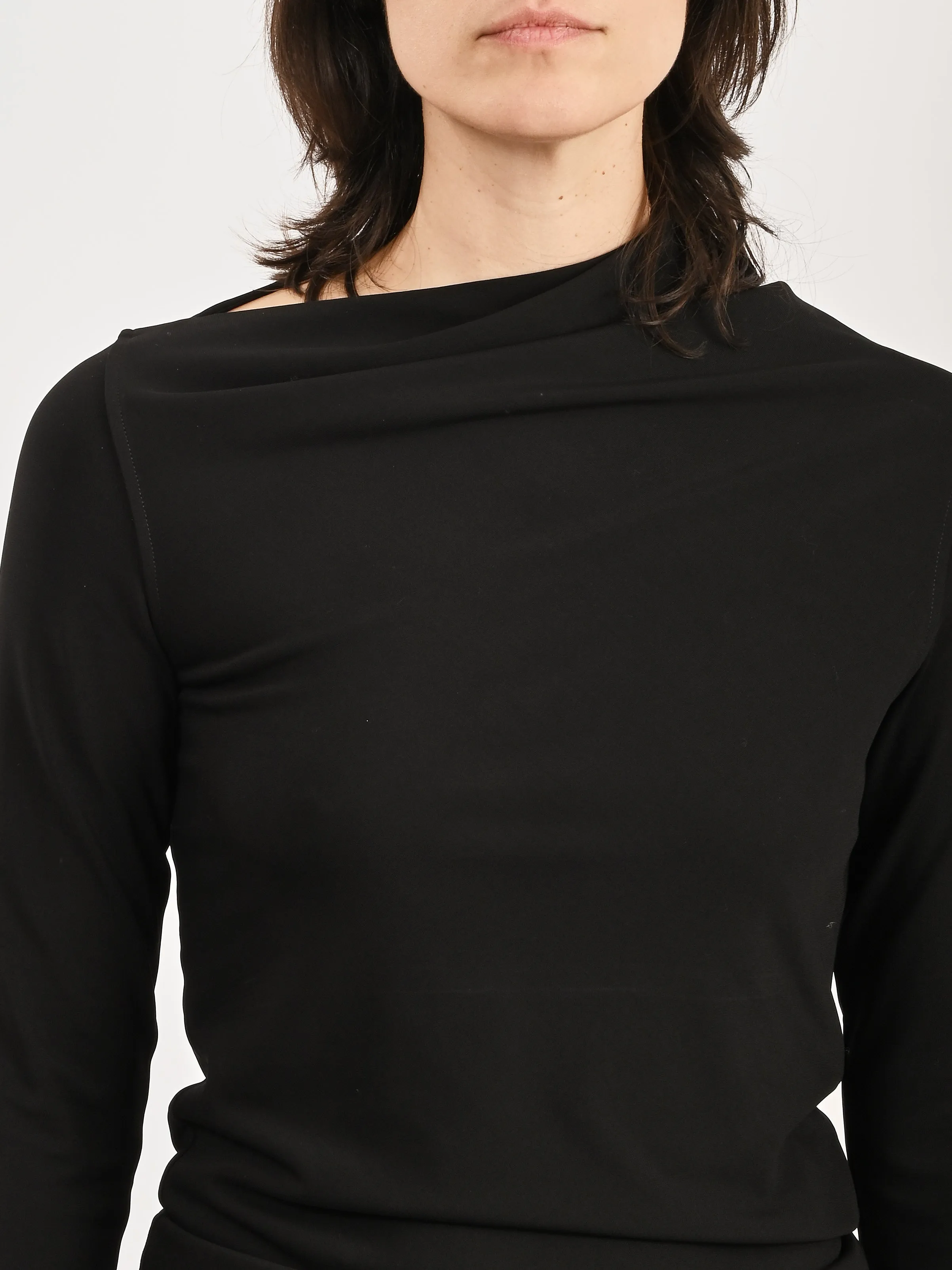 Black Draped Jersey Top