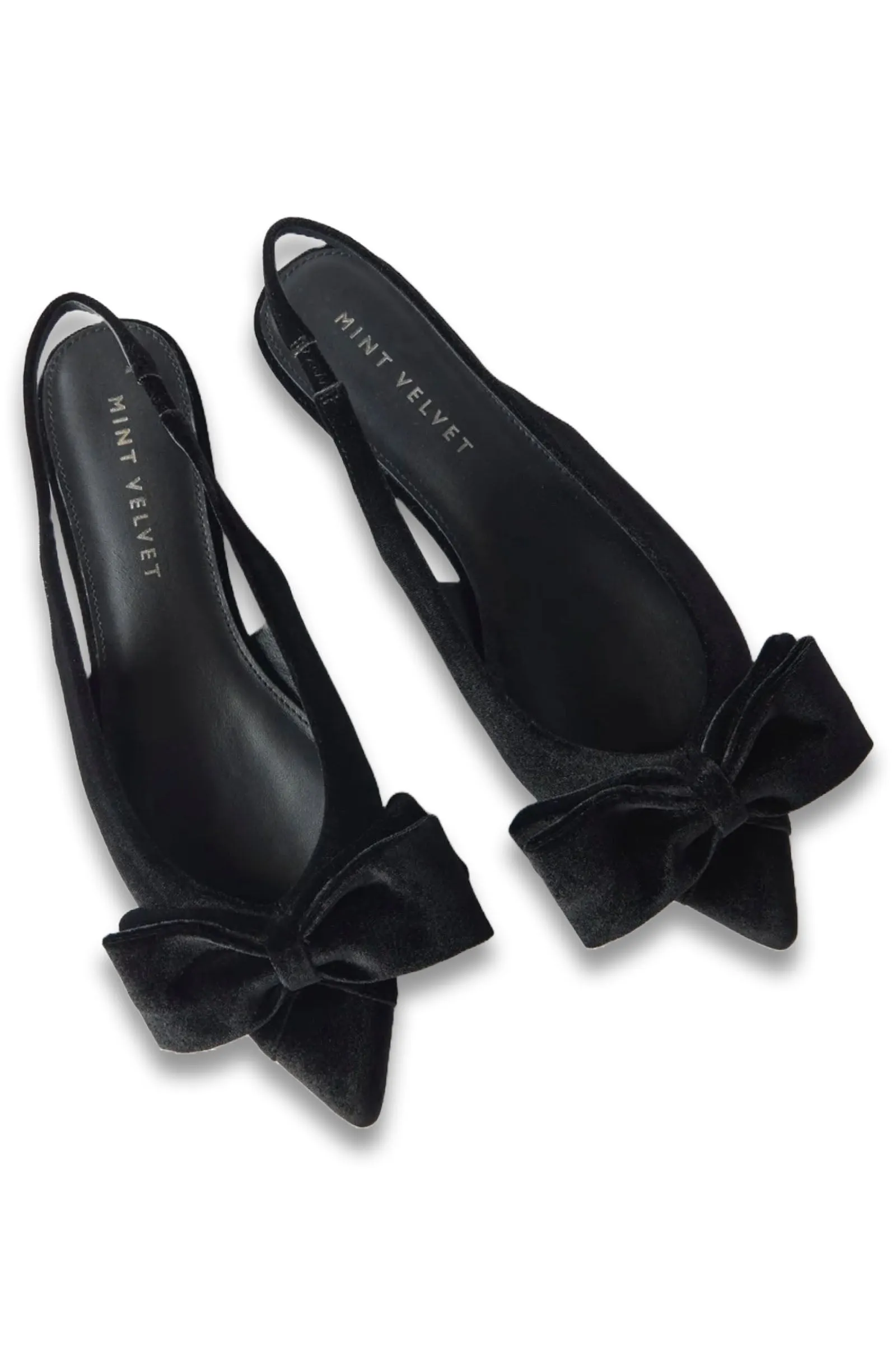 Black Velvet Sling Back Flat Shoes