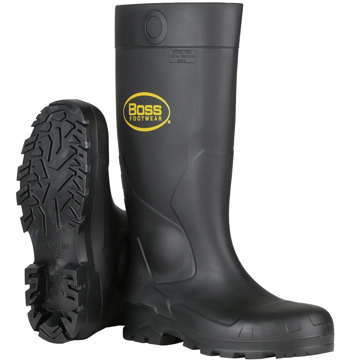 Boss 8074220 16 in. Waterproof Unisex PVC Boots Black - Size 12 US - Pack of 2