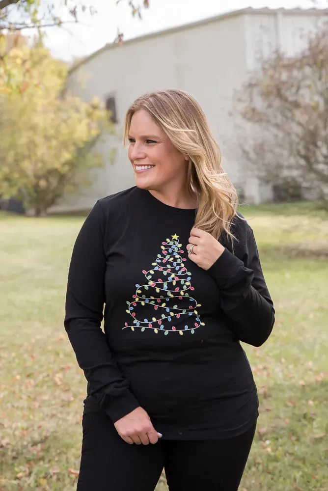 Bright Christmas Tree Long Sleeved Graphic Tee