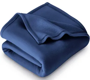 BSB HOME Plain Polar Fleece Heavy Weight Double Bed Blanket Warm Soft & Comfortable for Winter/AC Room/Hotel/Donation/Travelling (Blue, 1200 Gram, 90x90 Inches)