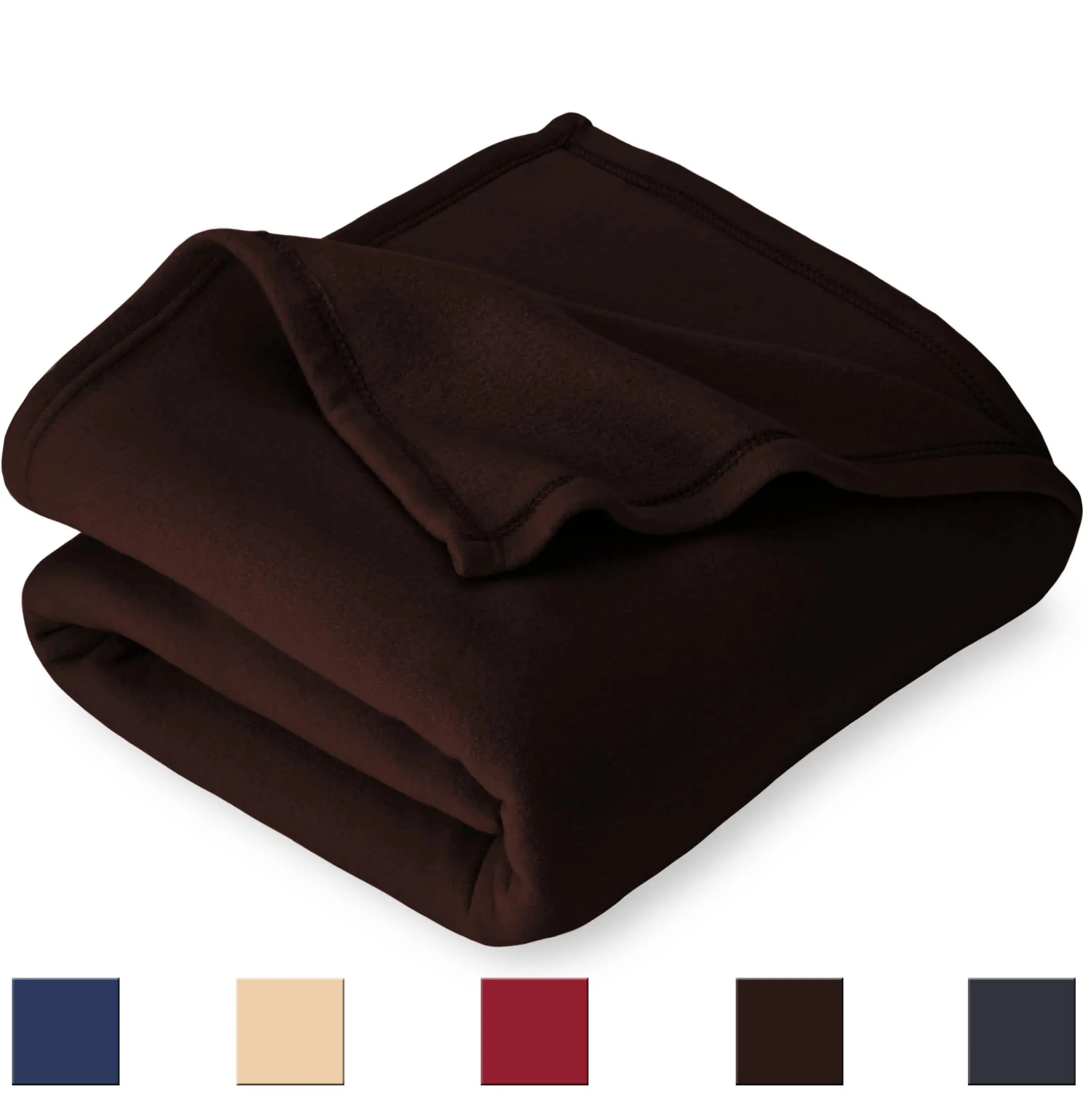 BSB HOME Plain Polar Fleece Heavy Weight Double Bed Blanket Warm Soft & Comfortable for Winter/AC Room/Hotel/Donation/Travelling (Coffee, 1200 Gram, 90x90 Inches)