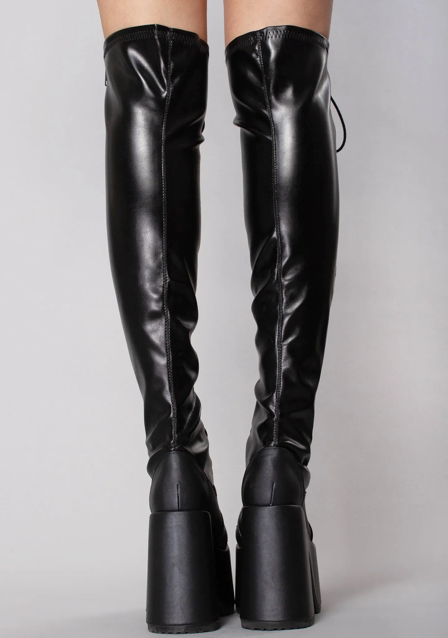 CAMEL 300 Rude Awakening Thigh-High Black Platform Boots