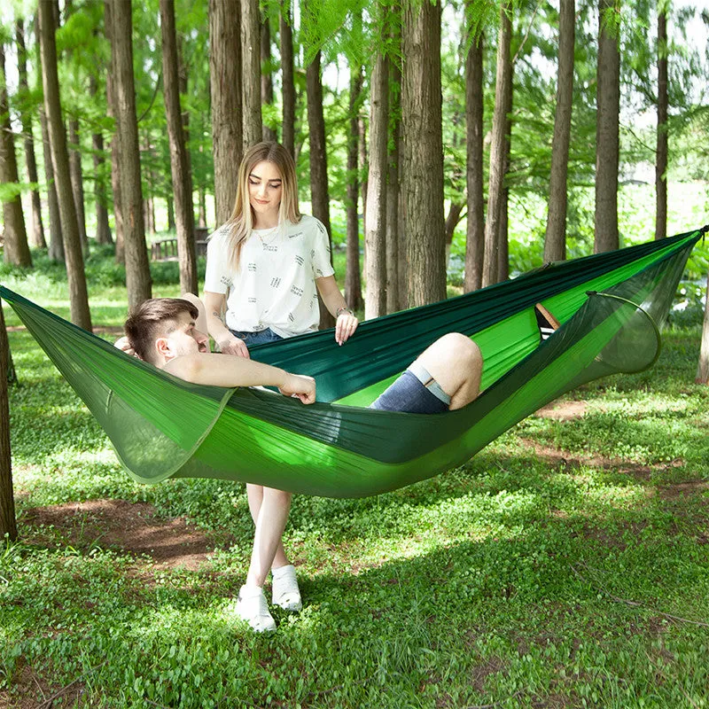 Camping Hammock with Mosquito Net Pop-Up Light Portable Outdoor Parachute Hammocks Swing Sleeping Hammock Camping Stuff