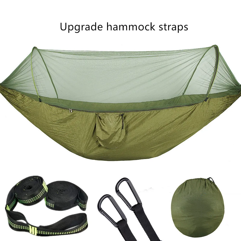 Camping Hammock with Mosquito Net Pop-Up Light Portable Outdoor Parachute Hammocks Swing Sleeping Hammock Camping Stuff