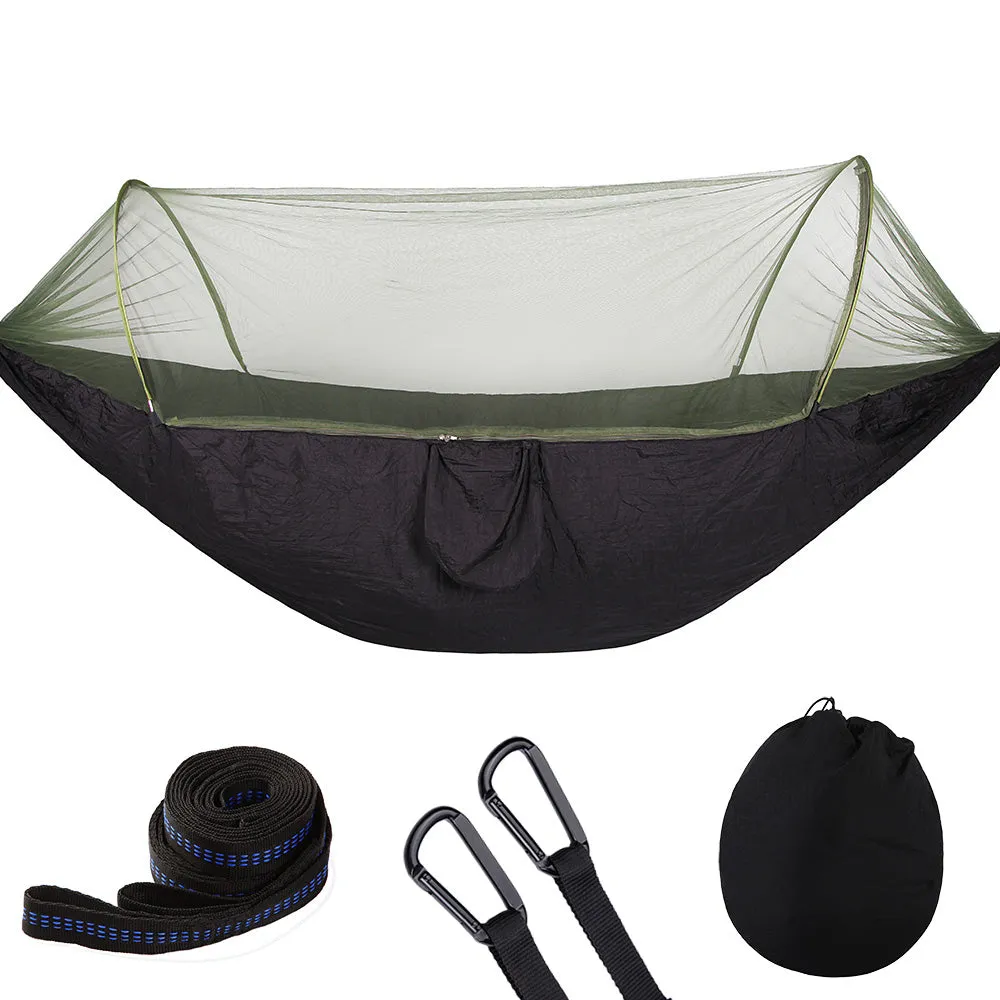 Camping Hammock with Mosquito Net Pop-Up Light Portable Outdoor Parachute Hammocks Swing Sleeping Hammock Camping Stuff