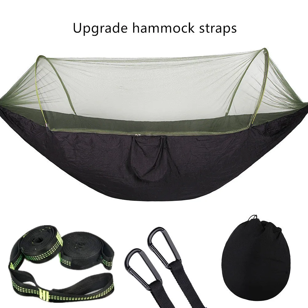 Camping Hammock with Mosquito Net Pop-Up Light Portable Outdoor Parachute Hammocks Swing Sleeping Hammock Camping Stuff