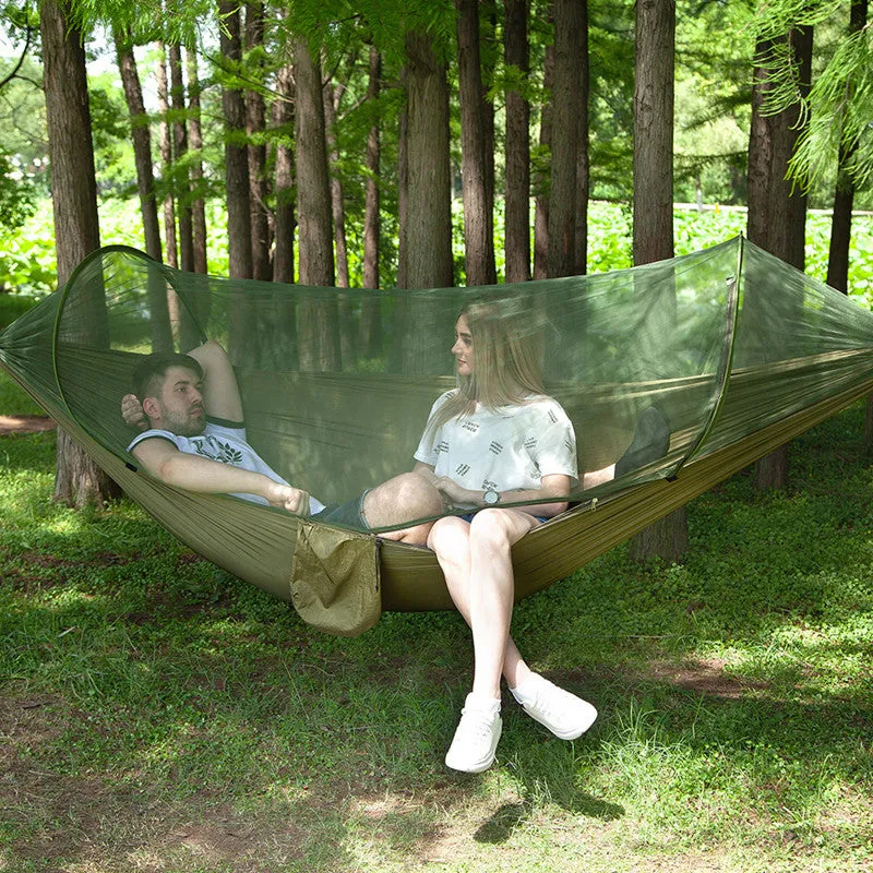 Camping Hammock with Mosquito Net Pop-Up Light Portable Outdoor Parachute Hammocks Swing Sleeping Hammock Camping Stuff