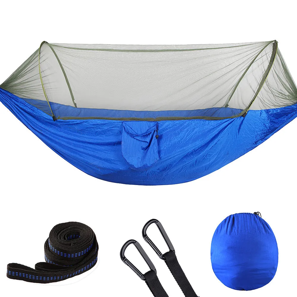 Camping Hammock with Mosquito Net Pop-Up Light Portable Outdoor Parachute Hammocks Swing Sleeping Hammock Camping Stuff