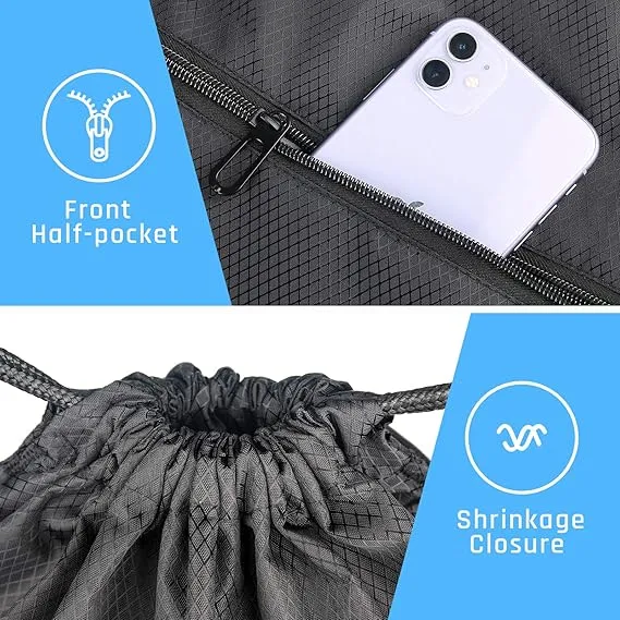 CHEPULA Drawstring Gym Bag, Large Sports Backpack String Swim Drawstring PE Bags for Women Men, Travel Beach School Bag with Waterproof