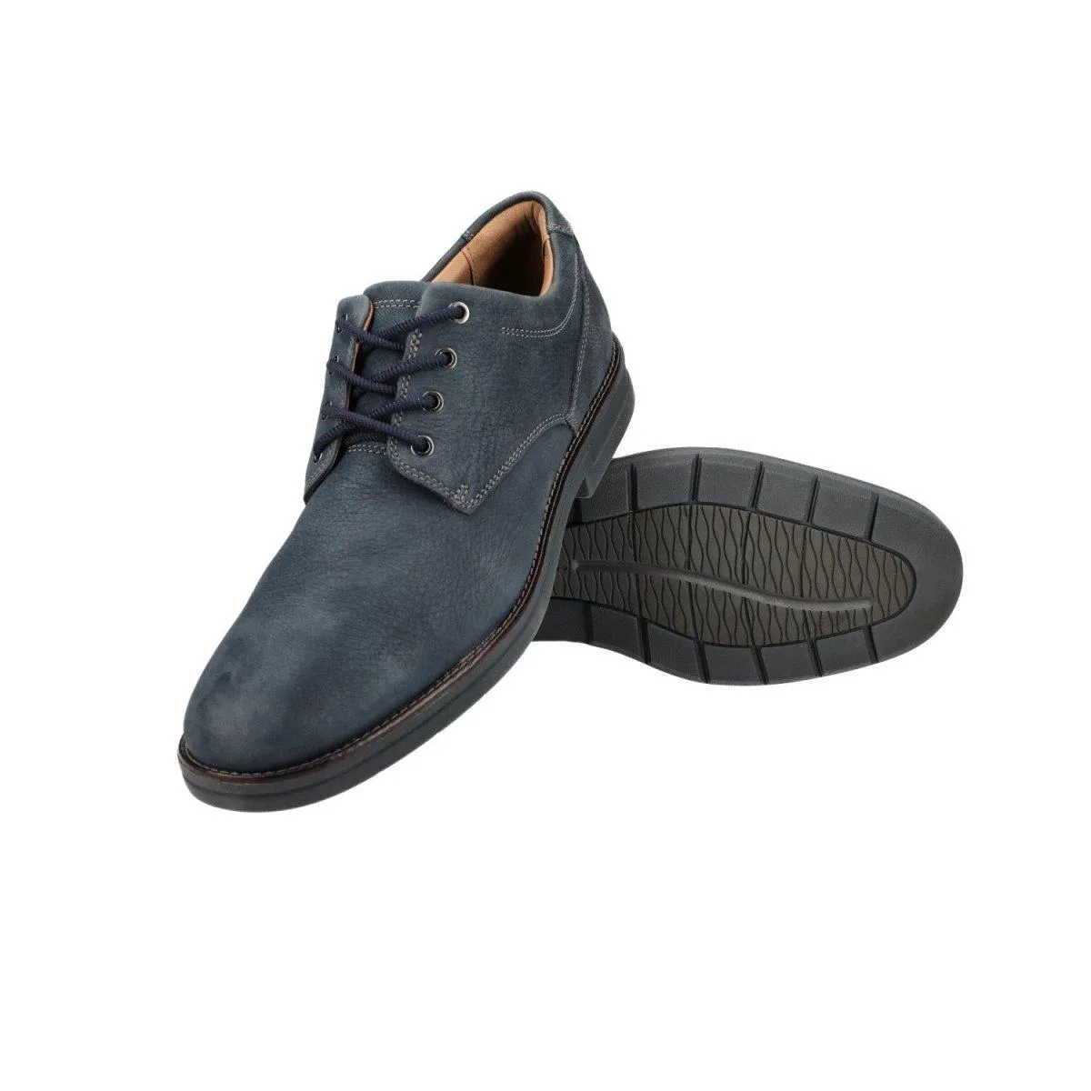 Clarks Banning Plain Formal Lace Ups Leather Blue Colour For Men