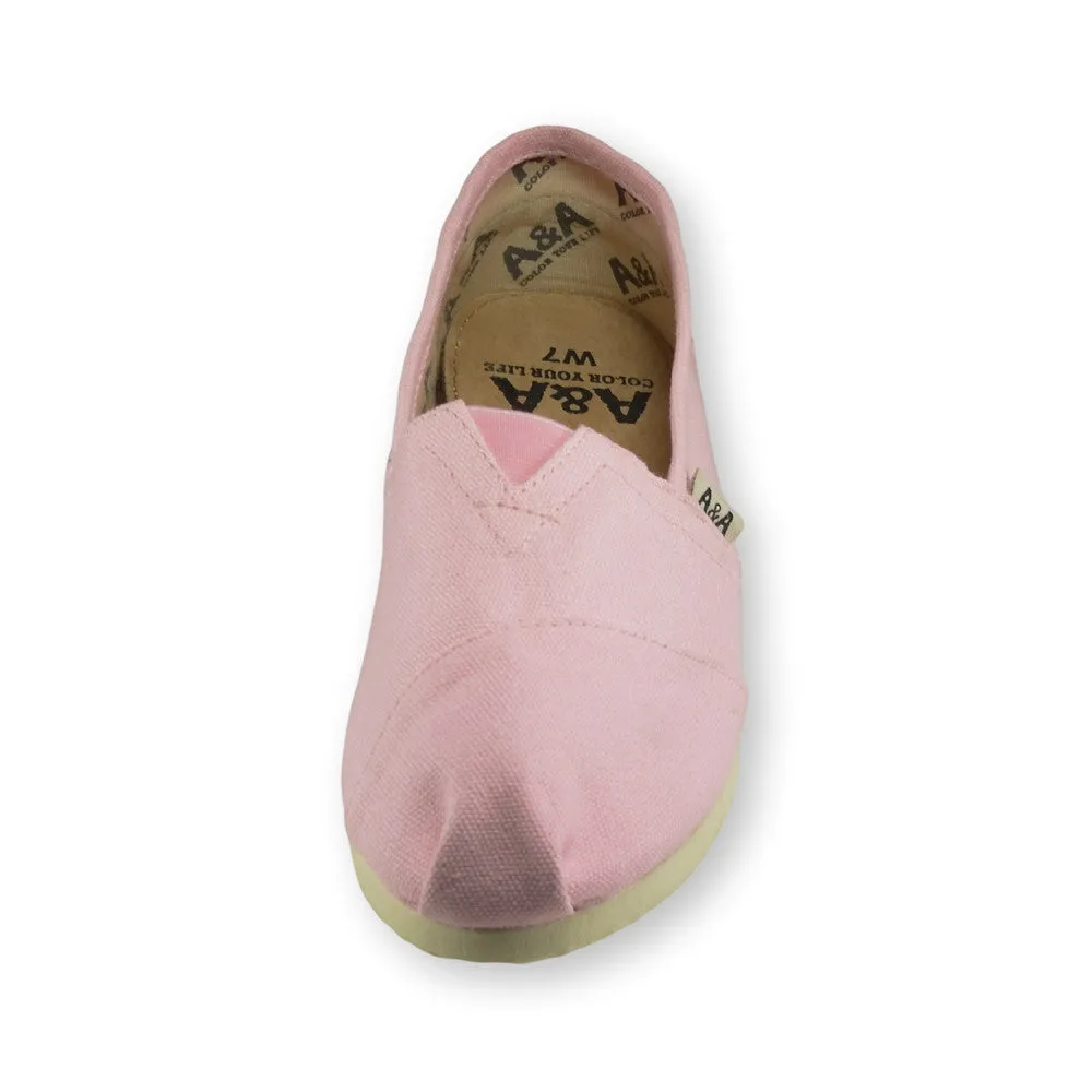 Classic Pink Canvas Slip On Shoes for Women