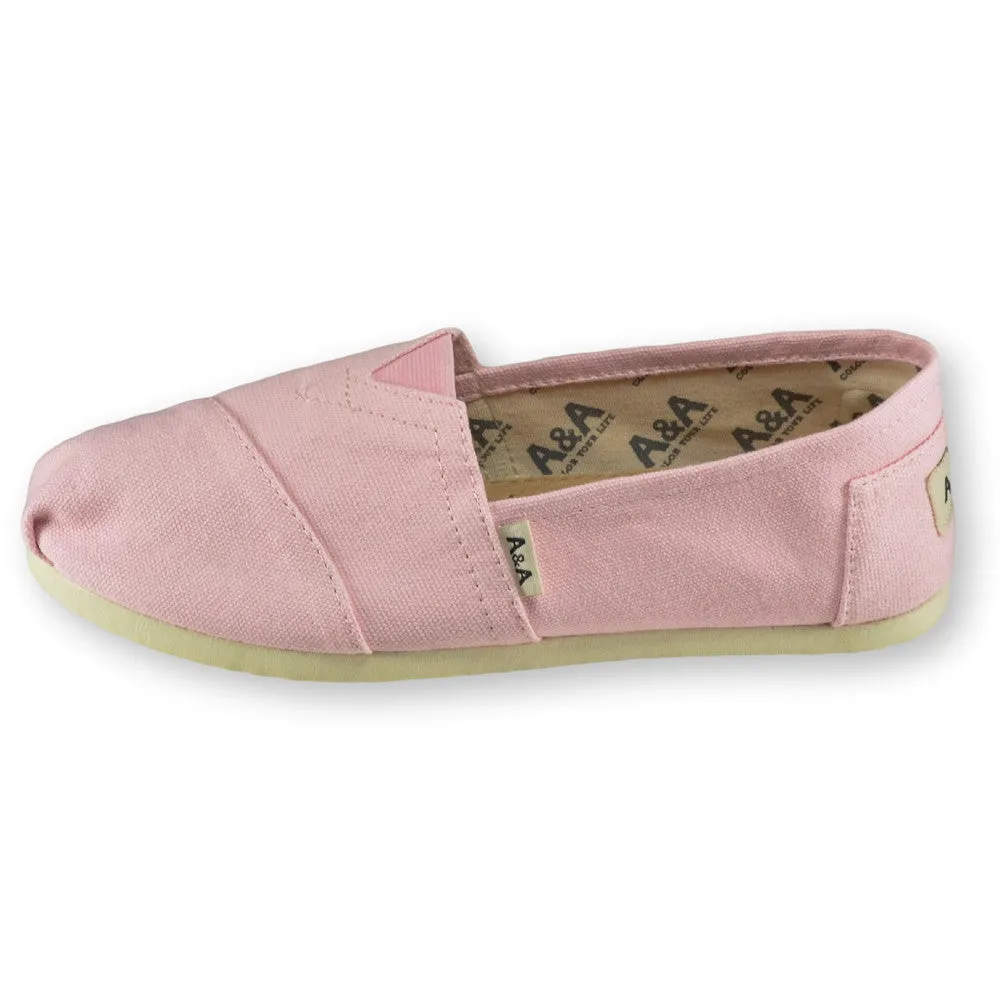 Classic Pink Canvas Slip On Shoes for Women