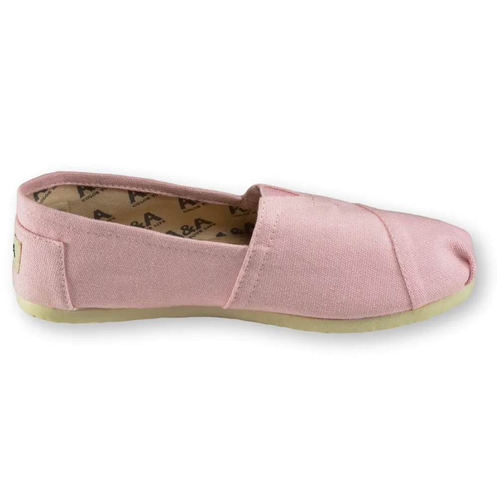 Classic Pink Canvas Slip On Shoes for Women