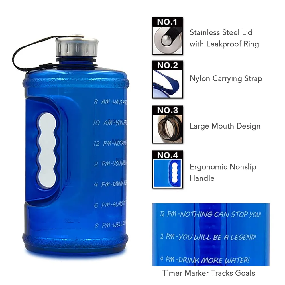 Decdeal 2.2L Motivation Water Bottle with Time Marker Outdoor Camping Hiking Backpacking Fitness Workout Sports Bottle