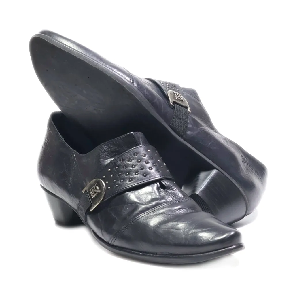 Dorking Mid-Heel Shoes Leather Black Colour For Women