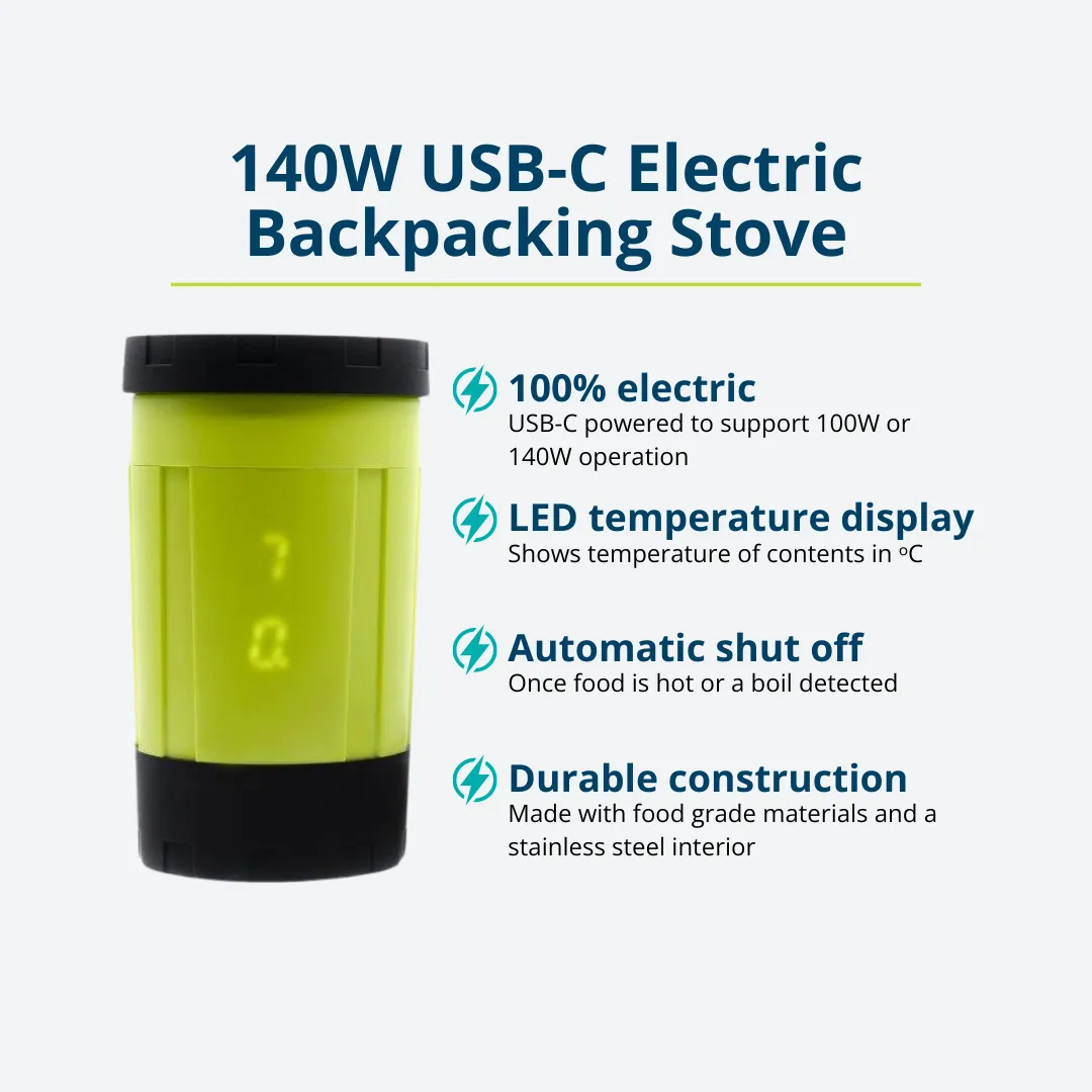 EcoSimmer 140W Electric Backpacking Stove   AC Adapter Bundle | AOHI Magcube 140W USB-C Adapter