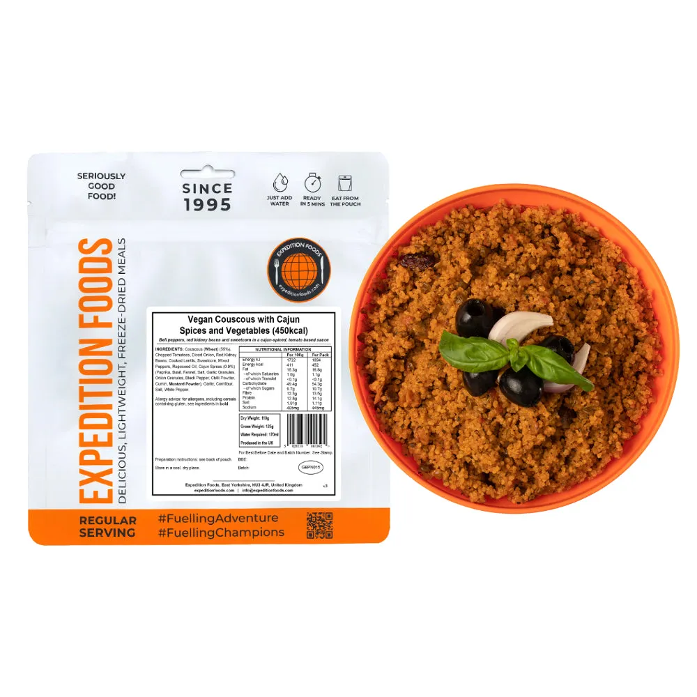 Expedition Foods Vegan Couscous with Cajun Spices and Vegetables