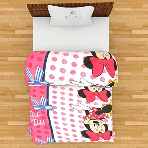 GodSun Harvest Pink Micky Mouse Kids Design Print Micro Fibre Single Bed Reversible AC Blanket (85x 55 Inch)