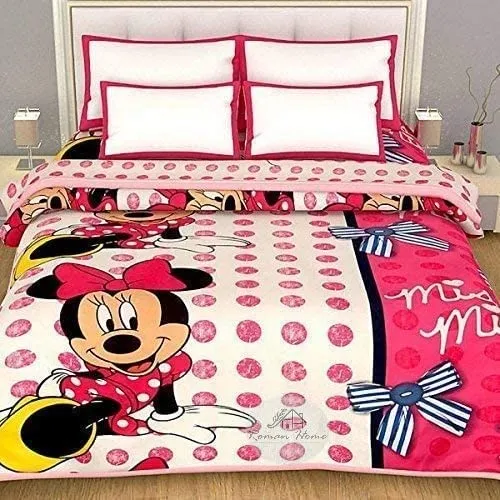 GodSun Harvest Pink Micky Mouse Kids Design Print Micro Fibre Single Bed Reversible AC Blanket (85x 55 Inch)