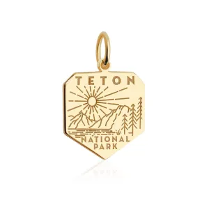 Grand Teton National Park Charm, Solid Gold