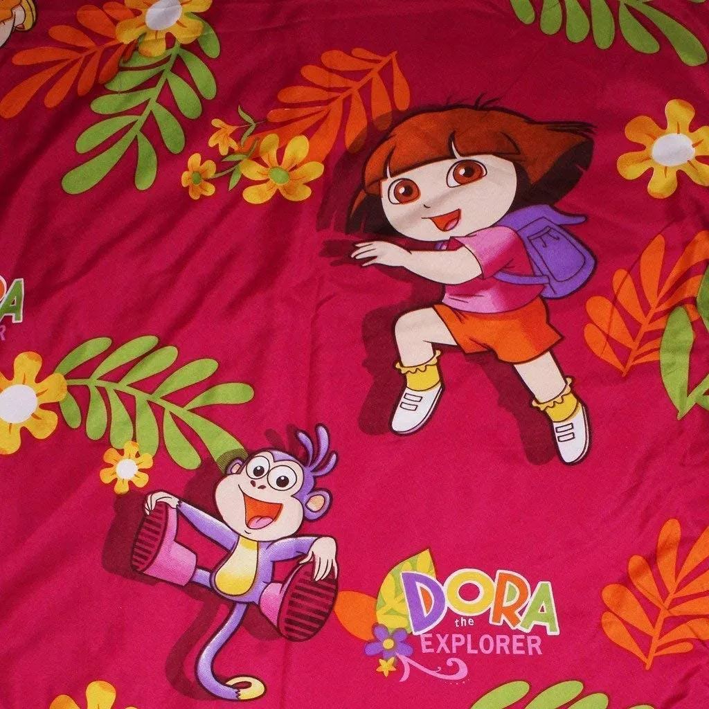 HANUMANT Kids Poly Cotton Print Double Bedor Single Bed Reversible Dohar/Ac Blanket (Dora, Double Bed)