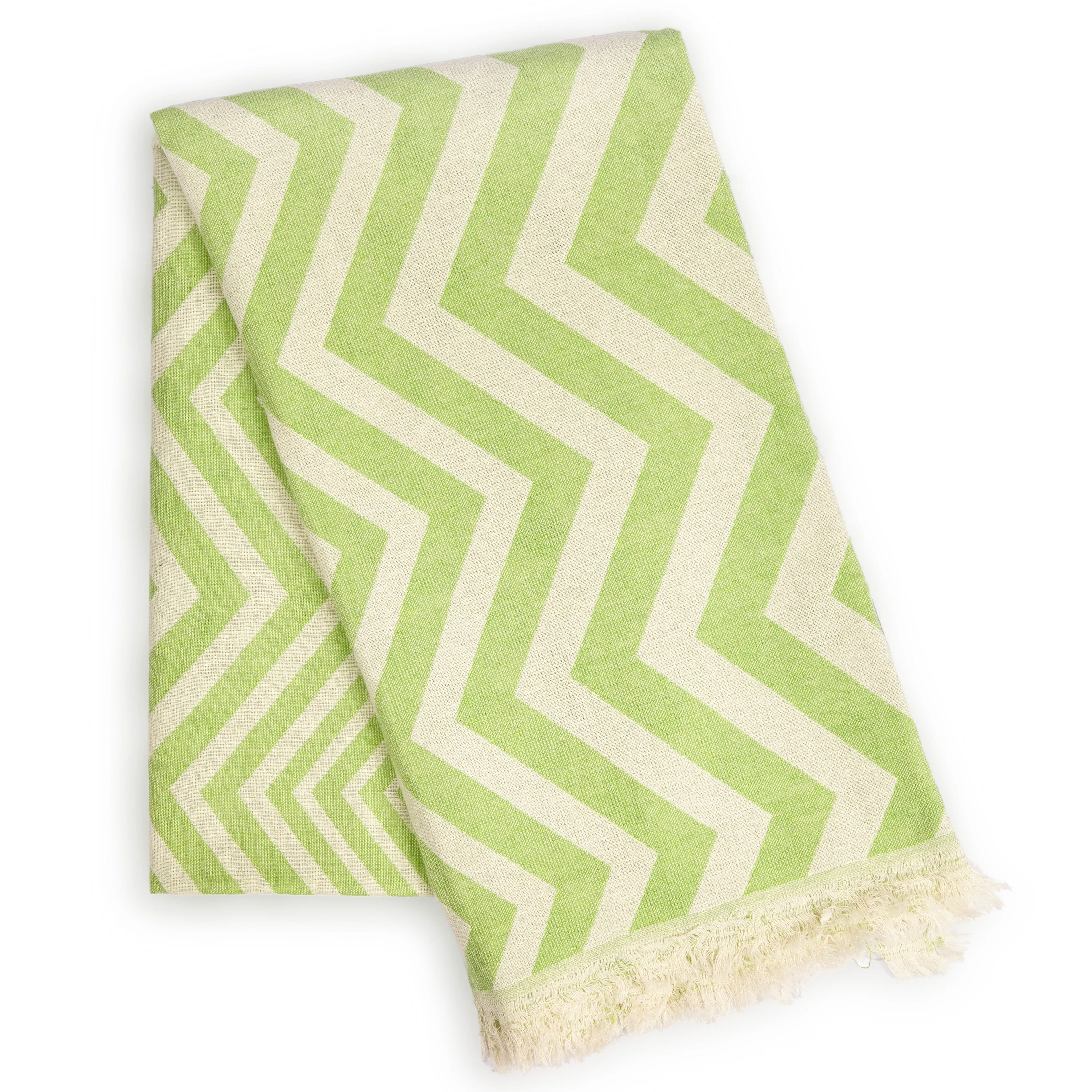 Hilana Upcycled Eco-Friendly Ultra Soft Chevron Turkish Towel - Mersin Green