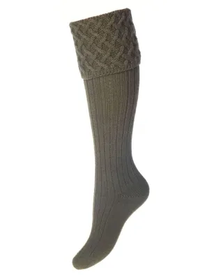 HOUSE OF CHEVIOT Lady Rannoch Shooting Socks - Womens - Dark Olive