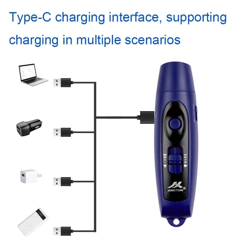 JUNCTION USB Charging High Decibel Traffic Command Outdoor Training Whistle with Lighting Function(Blue)