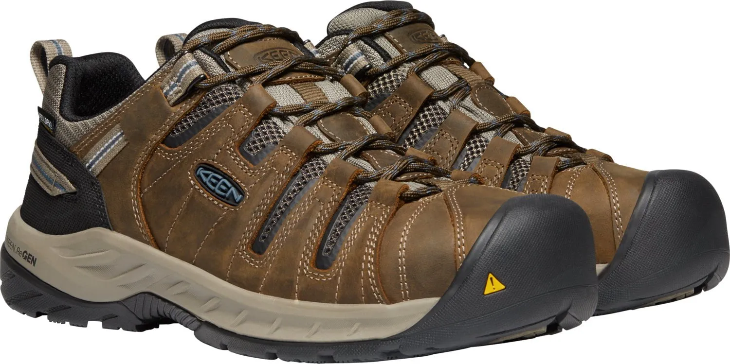 Keen Utility Mens Flint II WP Cascade Brown/Orion Blue Leather Work Shoes