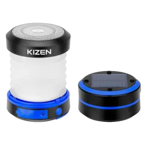 KIZEN Solar Lantern - Collapsible LED Camping Lantern - Rechargeable Solar - USB Portable Lamp and Phone Charger for Emergency, Power Outage, Hurricane - Tent Lights, Hiking, Backpacking Gear, Blue