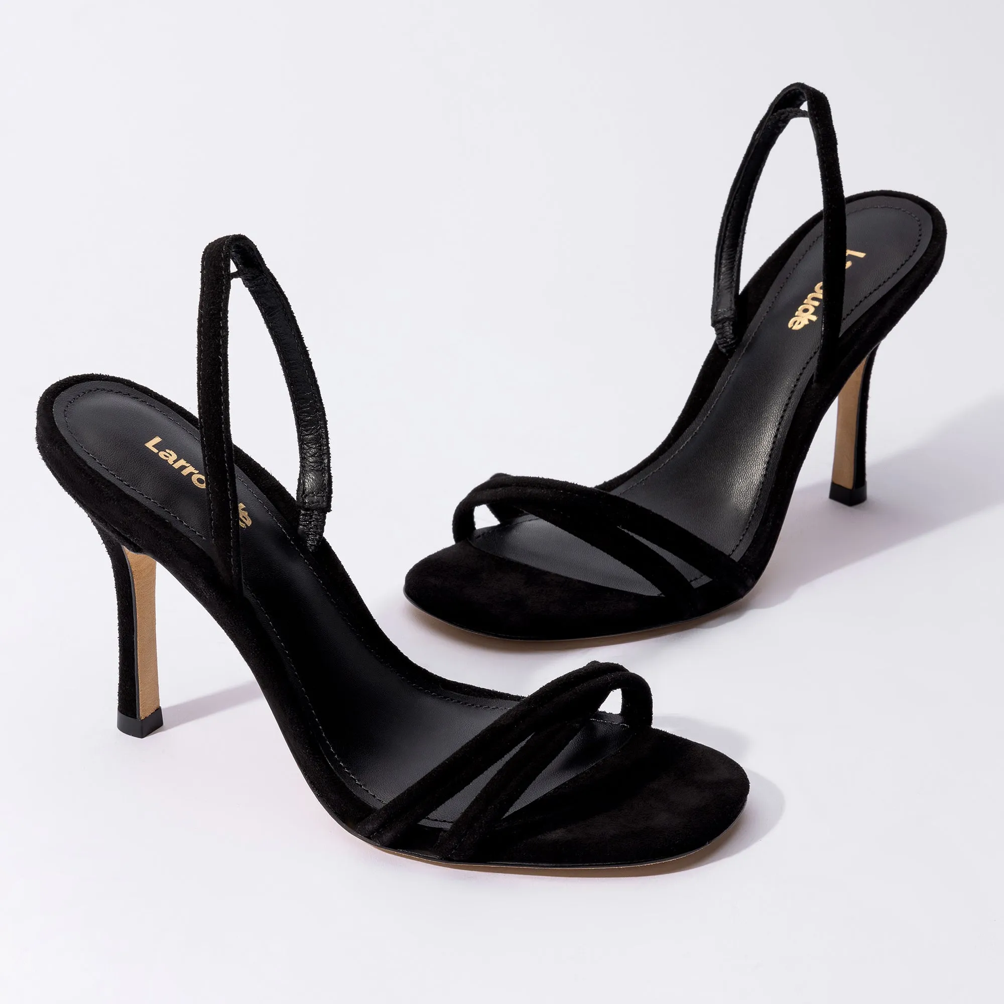 Larroude Annie Sandal In Black Suede