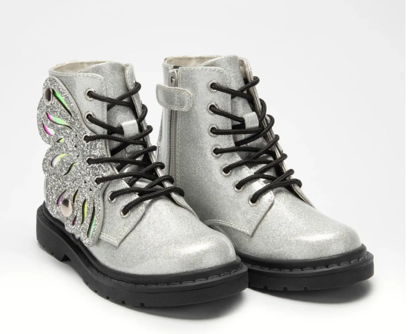 Lelli Kelly Girls SILVER Butterfly Fairy Wings Mid Rise Boots