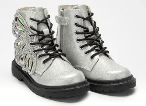 Lelli Kelly Girls SILVER Butterfly Fairy Wings Mid Rise Boots