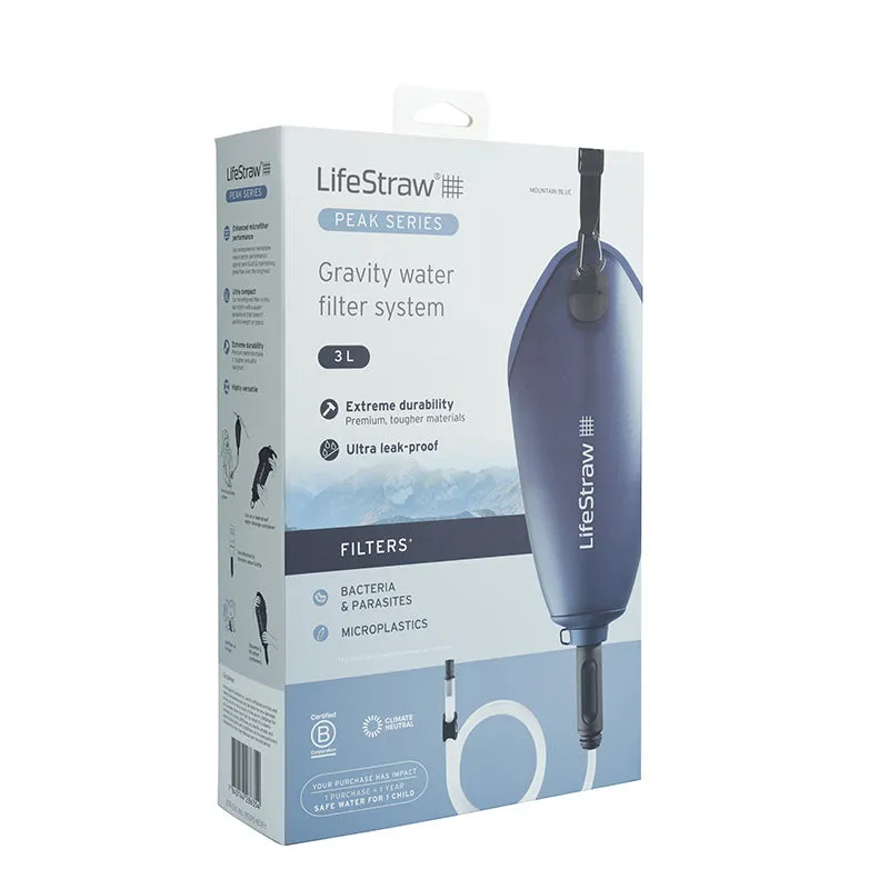 LifeStraw Peak Series Gravity Water Filter System - 3L - Mountain Blue