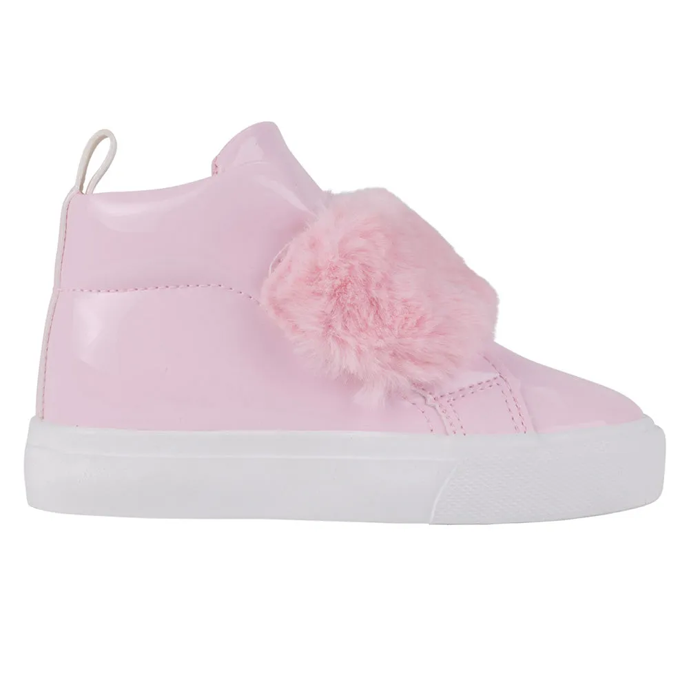 Little A - Faux fur strap high top, light pink