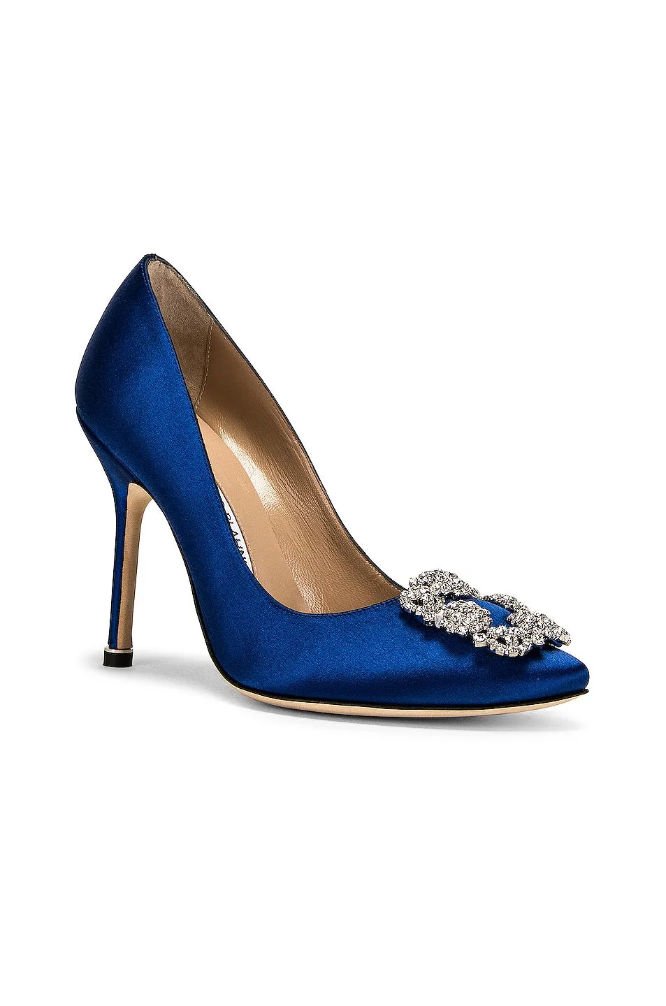 Manolo Blahnik Hangisi 105 Satin shoes, Bright Blue