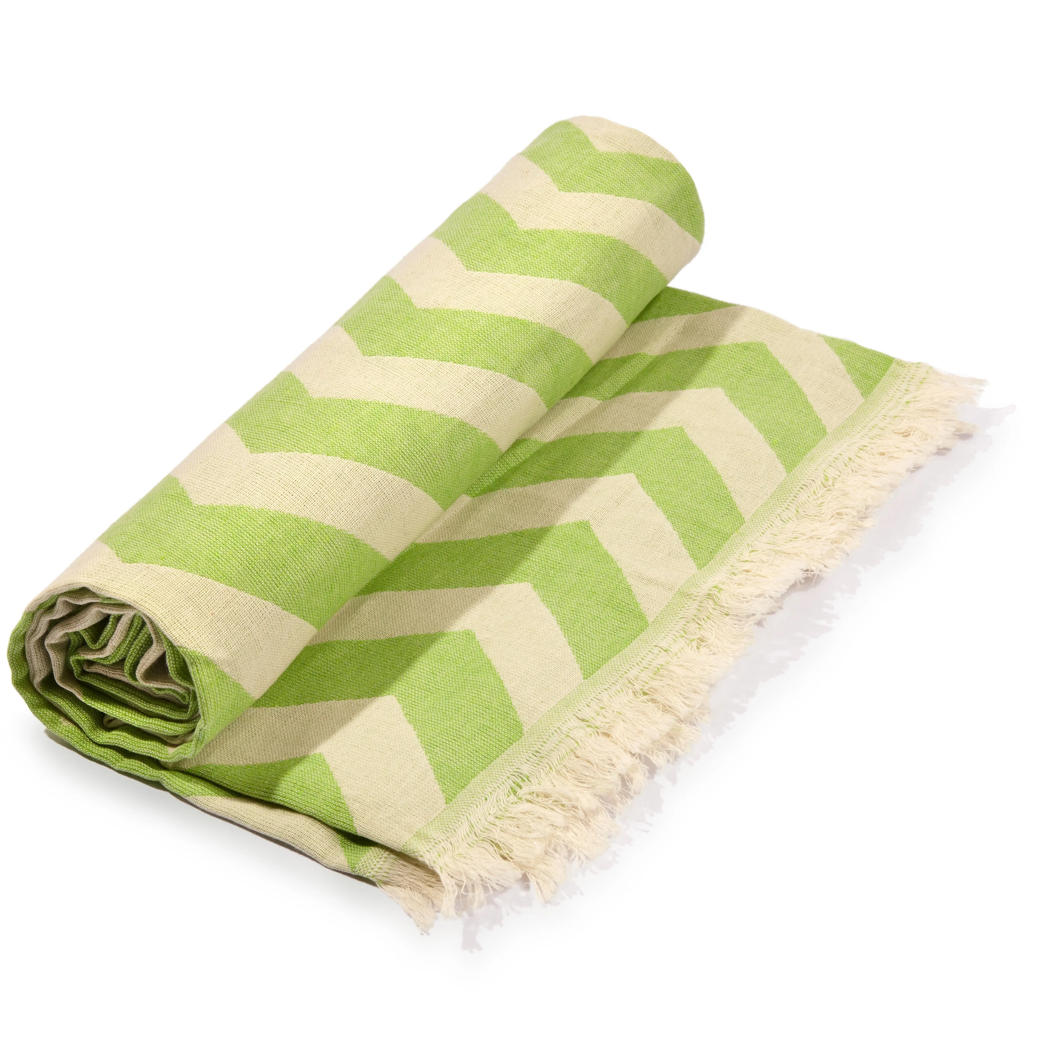 Mersin Chevron Towel / Blanket  - Green by Eco Hilana